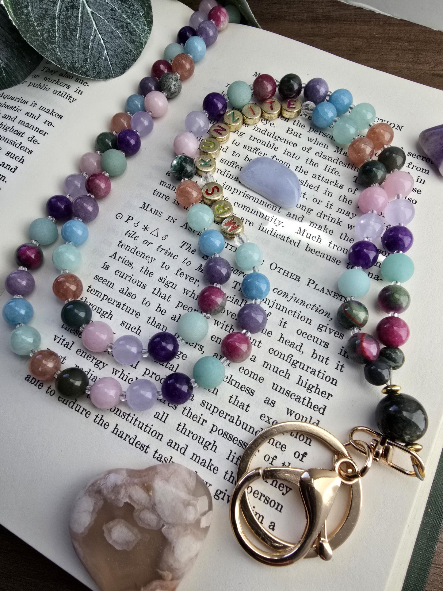 Colorful Personalized Gemstone Lanyard | Custom Name Teacher Lanyard | Colorful Beaded ID Holder | Breakaway Safety Clasp | Handmade