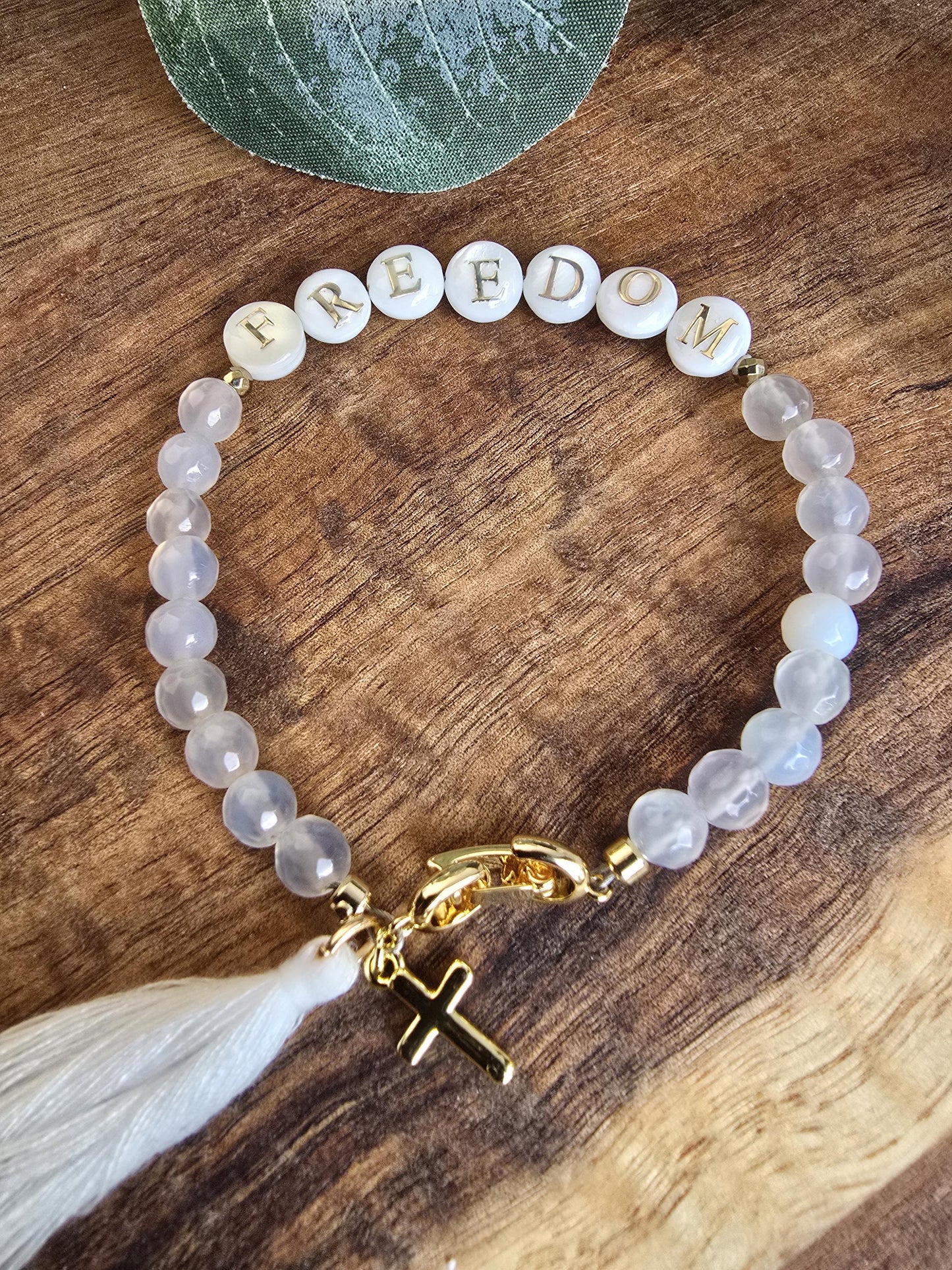 Charlie Kirk Freedom Bracelet | Handmade | Classy Patriotic Solidarity Jewelry | Agate & Hematite Gemstone