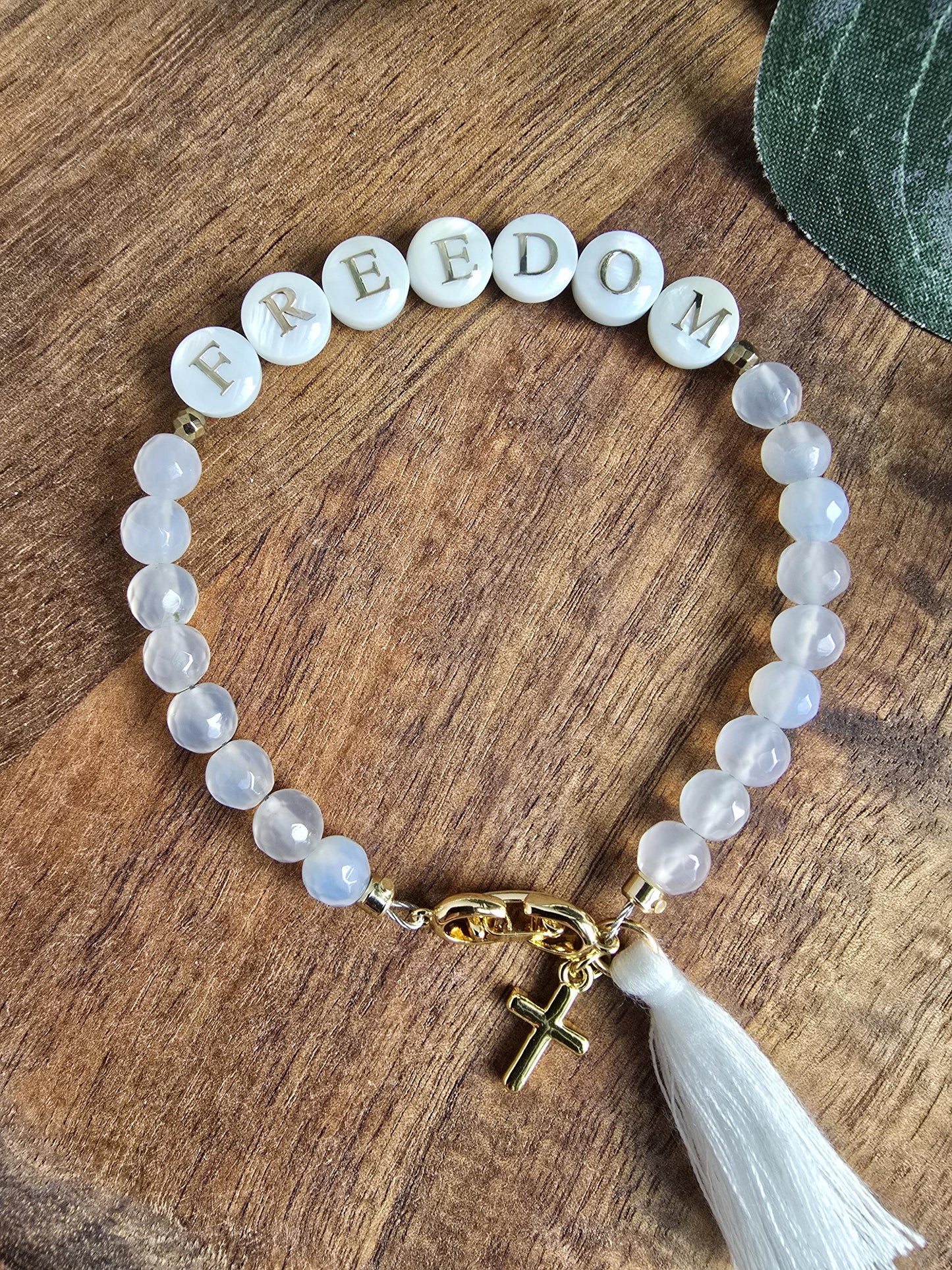 Charlie Kirk Freedom Bracelet | Handmade | Classy Patriotic Solidarity Jewelry | Agate & Hematite Gemstone