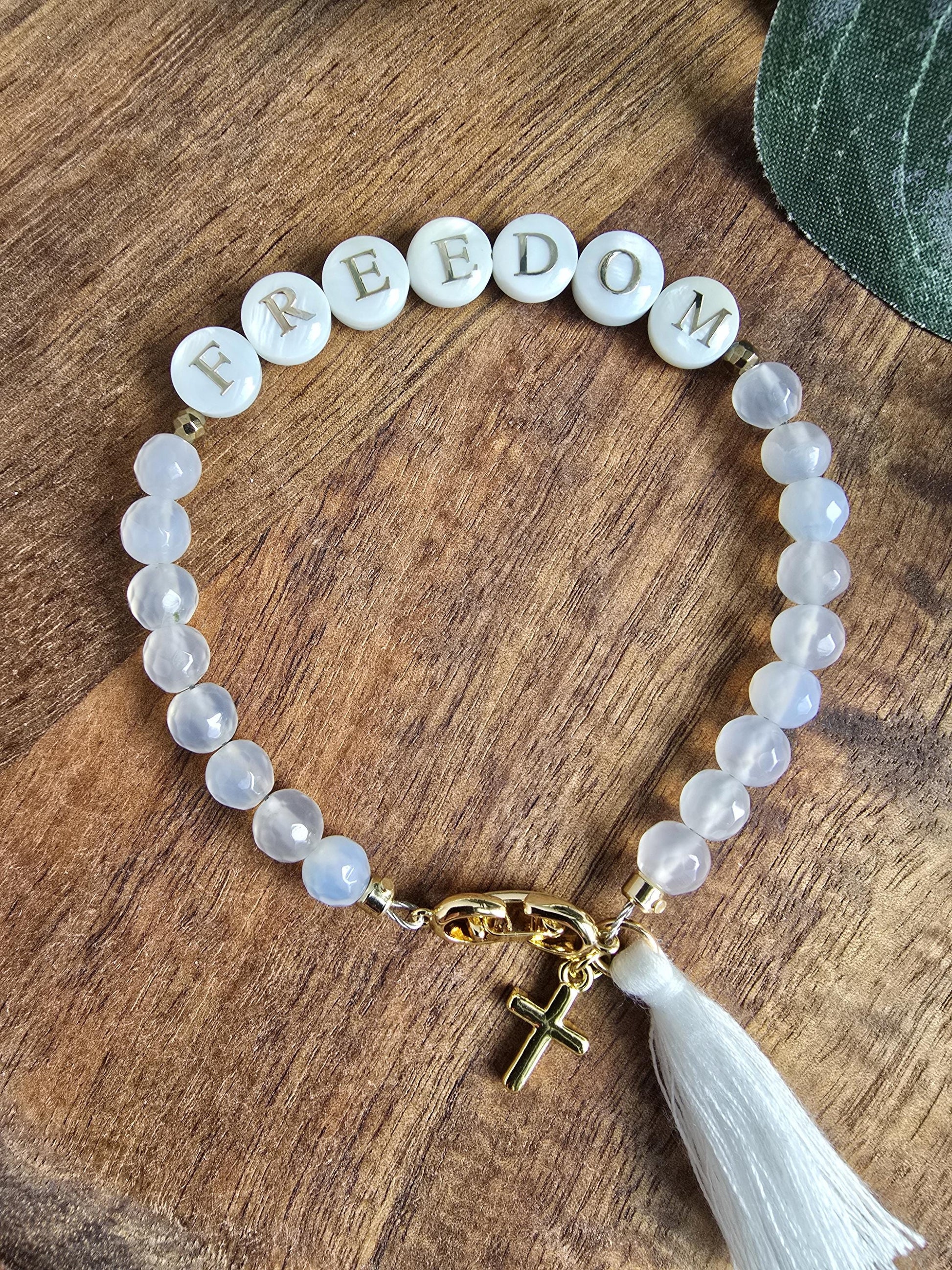 Charlie Kirk Freedom Bracelet | Handmade | Classy Patriotic Solidarity Jewelry | Agate & Hematite Gemstone