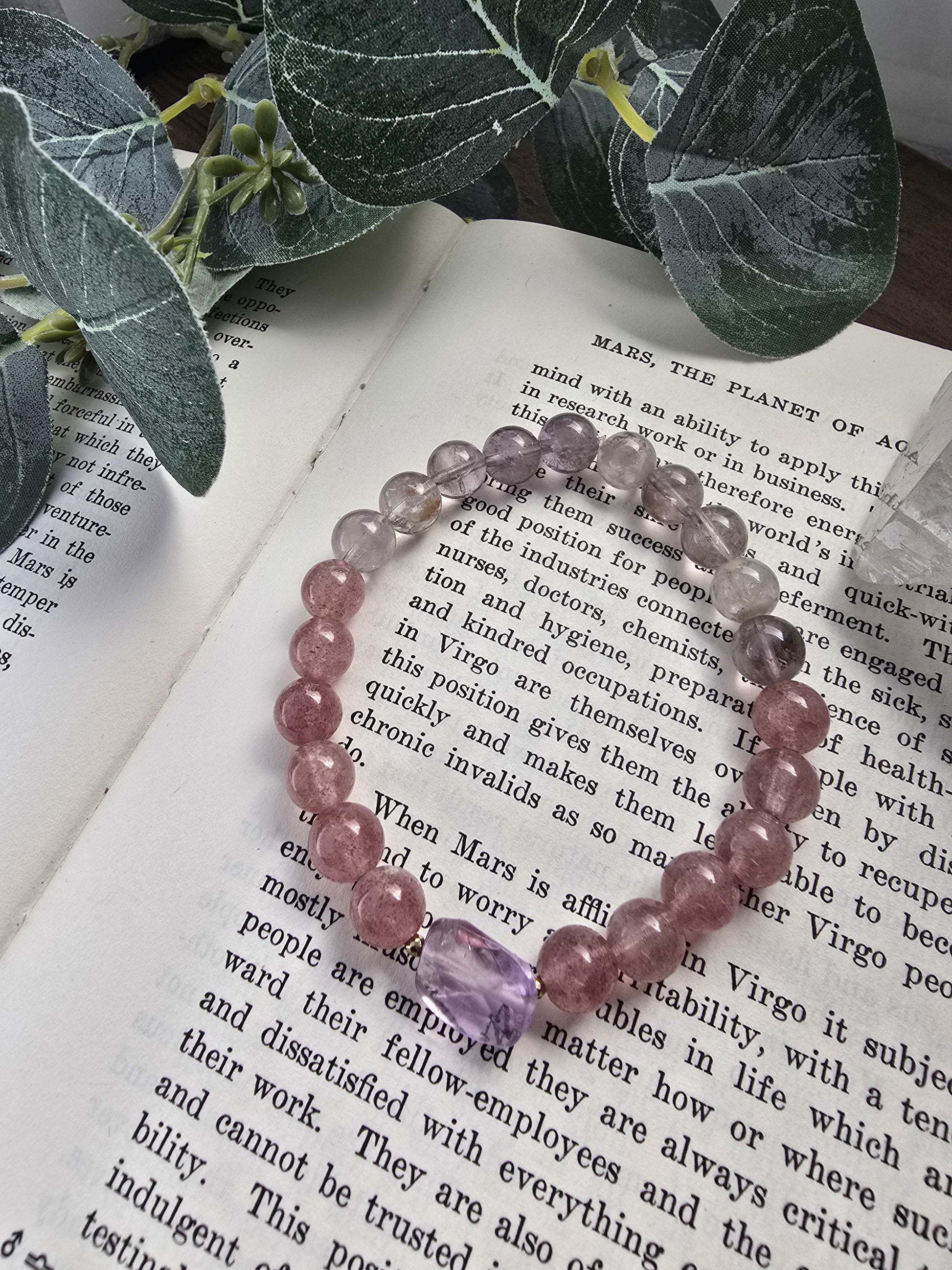Ametrine, Amethyst, Strawberry Quartz Gemstone Bracelet| Stackable Gemstone Bracelet | Gemstone Healing Bracelet | Handmade