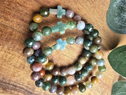 Prayer Bracelet | Green Agate Bracelet | Stackable Gemstone Bracelet | Gemstone Healing Bracelet | Handmade