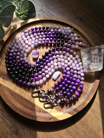 Purple Gradient Beaded Lanyard | 20 inch | Handmade & Personalized | Intuition Lanyard