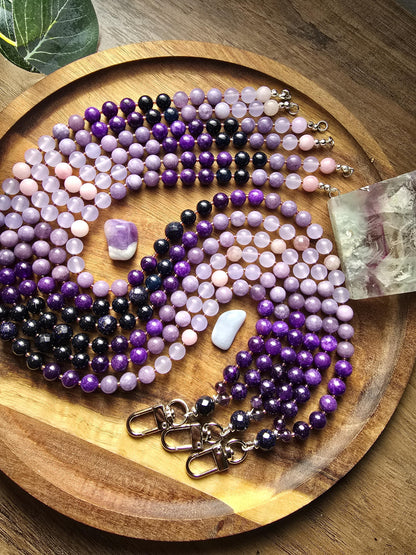 Purple Gradient Beaded Lanyard | 20 inch | Handmade & Personalized | Intuition Lanyard