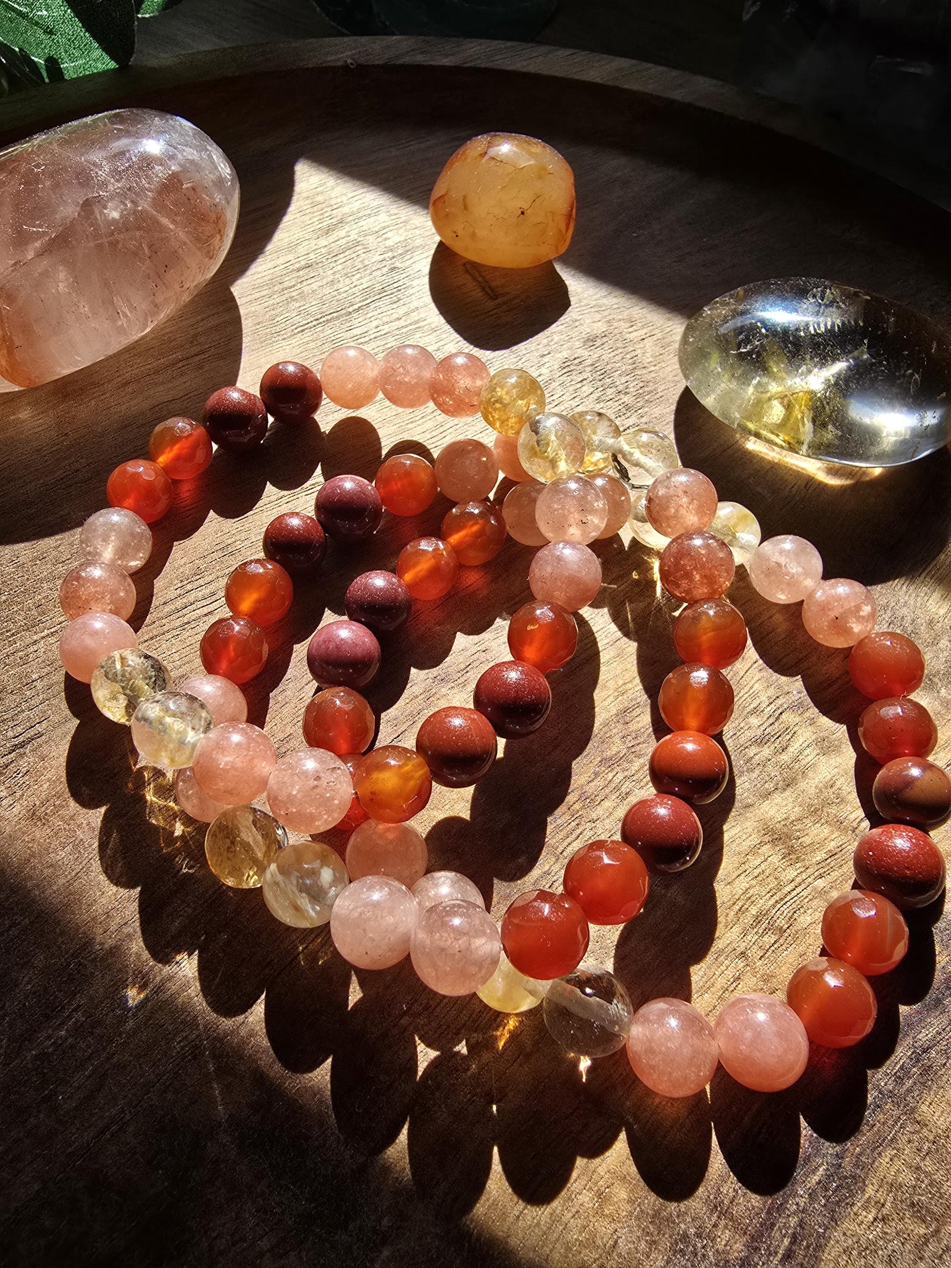 Manifestation Bracelet | Stackable Gemstone Bracelet | Gemstone Healing Bracelet | Carnelian, Citrine, Mookaite, AAA Sunstone | Handmade