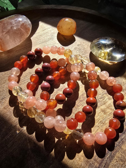 Manifestation Bracelet | Stackable Gemstone Bracelet | Gemstone Healing Bracelet | Carnelian, Citrine, Mookaite, AAA Sunstone | Handmade