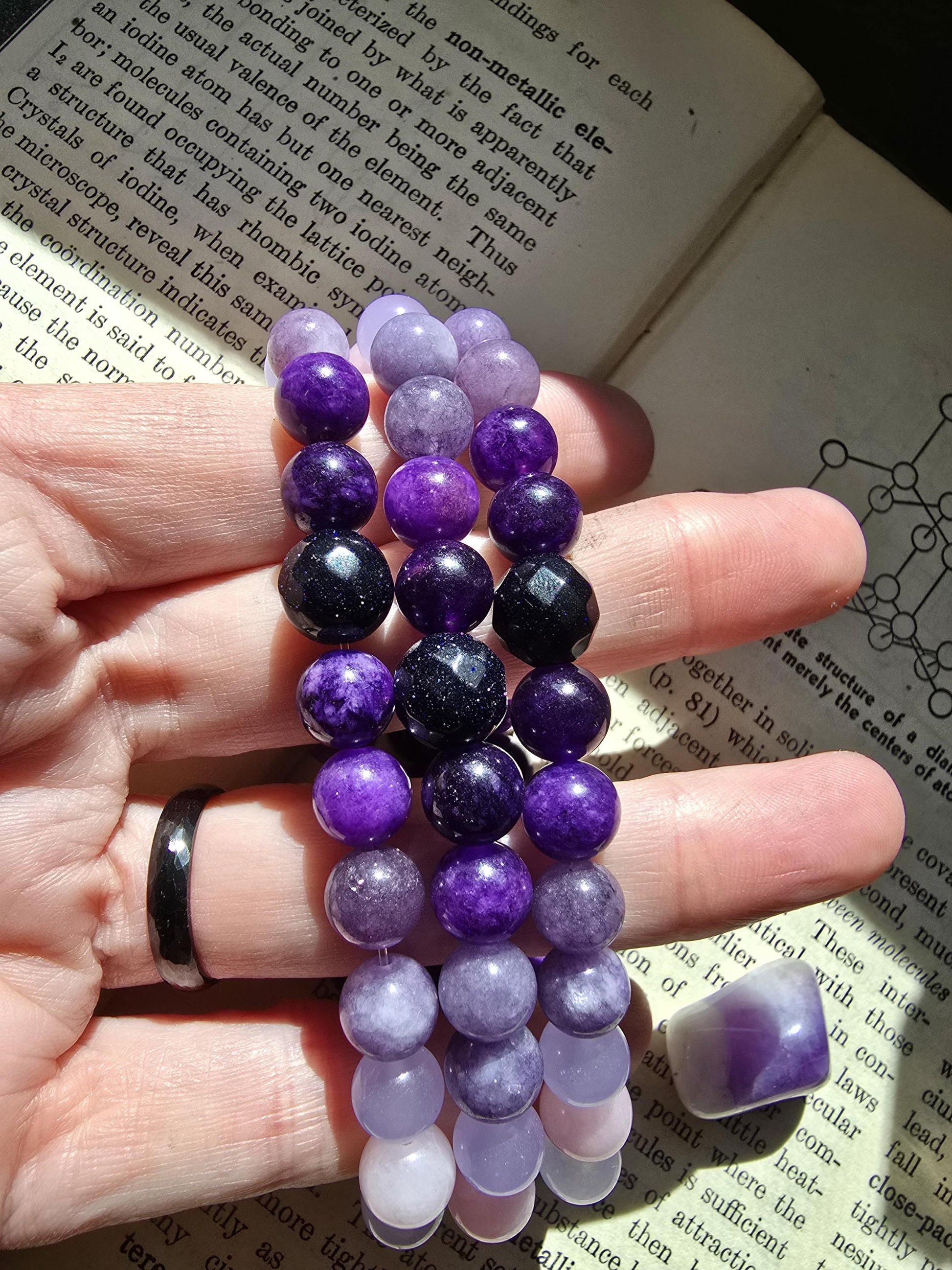 Intuition Bracelet | Gemstone Bracelet | Gemstone Healing Bracelet | Kunzite, Chalcedony, Amethyst, Goldstone, Sapphire, Angelite | Handmade