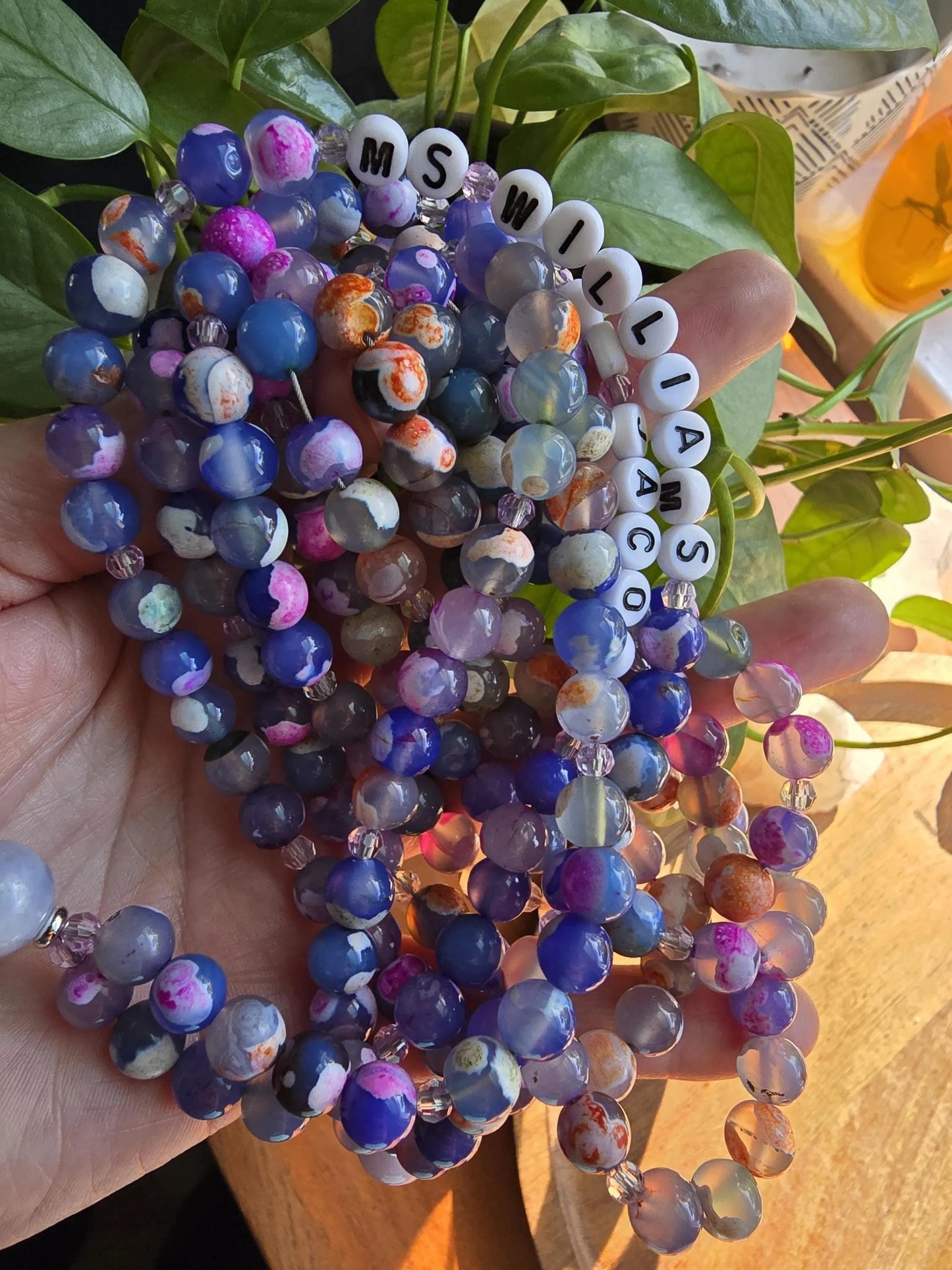 Colorful Personalized Gemstone Lanyard | Custom Name Teacher Lanyard | Colorful Beaded ID Holder | Breakaway Safety Clasp | Handmade