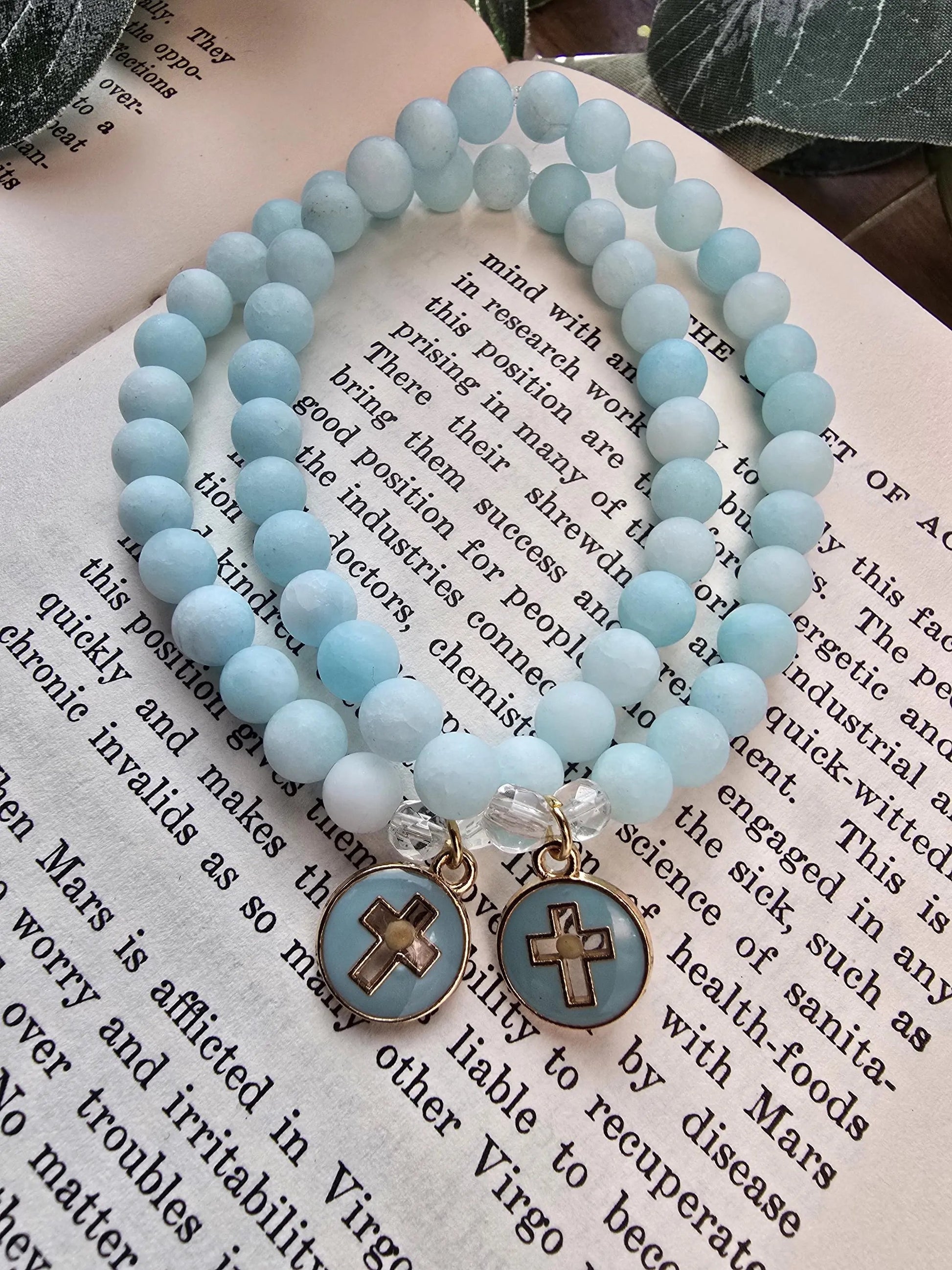 Handmade Prayer Bracelet with Cross and Mustard Seed Charm | Gemstone Bracelet | Faith of a mustard seed | Custom Sizing Available