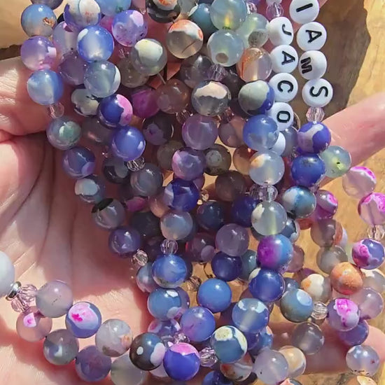 Colorful Personalized Gemstone Lanyard | Custom Name Teacher Lanyard | Colorful Beaded ID Holder | Breakaway Safety Clasp | Handmade