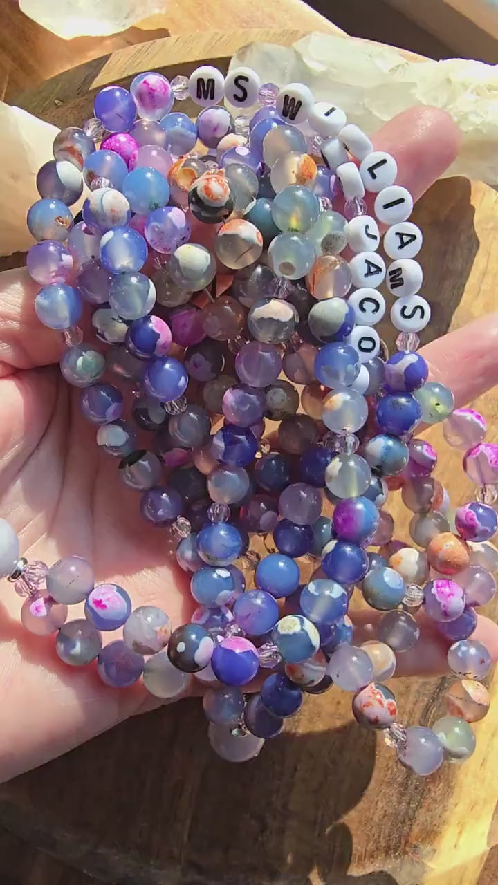 Colorful Personalized Gemstone Lanyard | Custom Name Teacher Lanyard | Colorful Beaded ID Holder | Breakaway Safety Clasp | Handmade