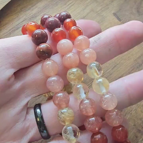 Manifestation Bracelet | Stackable Gemstone Bracelet | Gemstone Healing Bracelet | Carnelian, Citrine, Mookaite, AAA Sunstone | Handmade