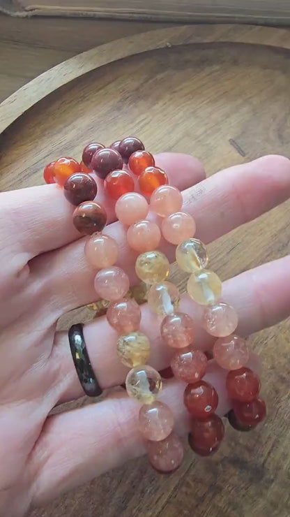 Manifestation Bracelet | Stackable Gemstone Bracelet | Gemstone Healing Bracelet | Carnelian, Citrine, Mookaite, AAA Sunstone | Handmade