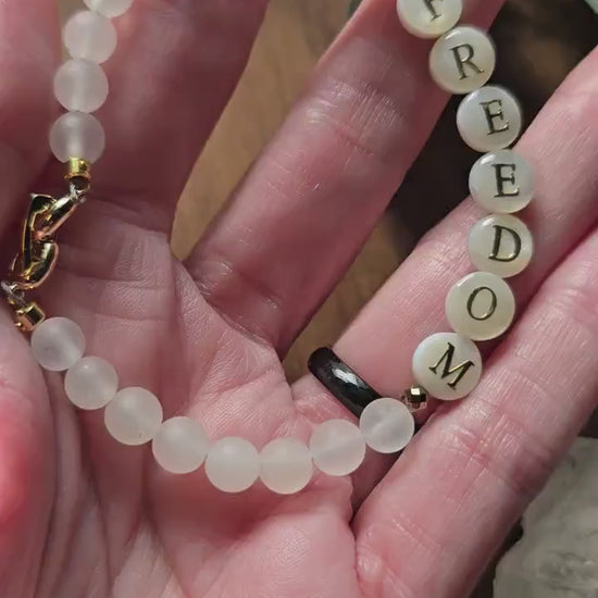 Charlie Kirk Freedom Bracelet | Handmade | Classy Patriotic Solidarity Jewelry | Agate & Hematite Gemstone