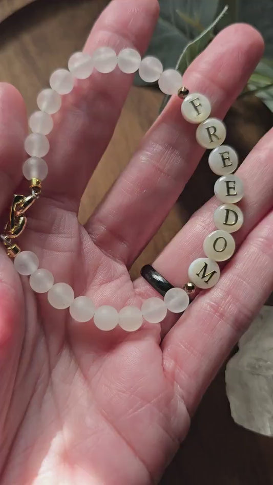 Charlie Kirk Freedom Bracelet | Handmade | Classy Patriotic Solidarity Jewelry | Agate & Hematite Gemstone