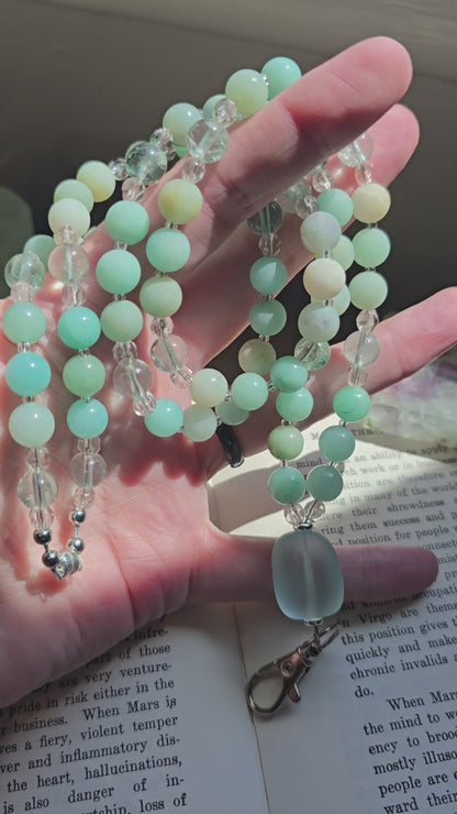 Seaglass & Amazonite Gemstone Lanyard