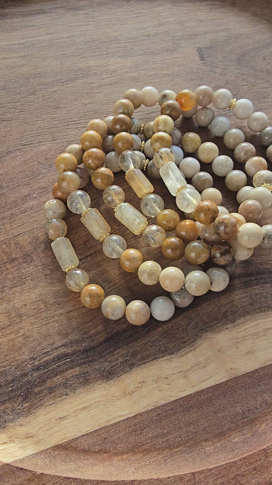 Citrine and Coral Bracelet