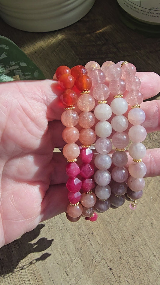 Gentle Grace Rose Quartz & Lavender Gemstone Bracelets