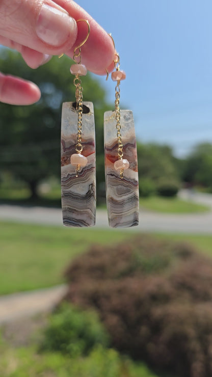 Crazy Lace Agate & Mystic Moonstone Statement Earrings