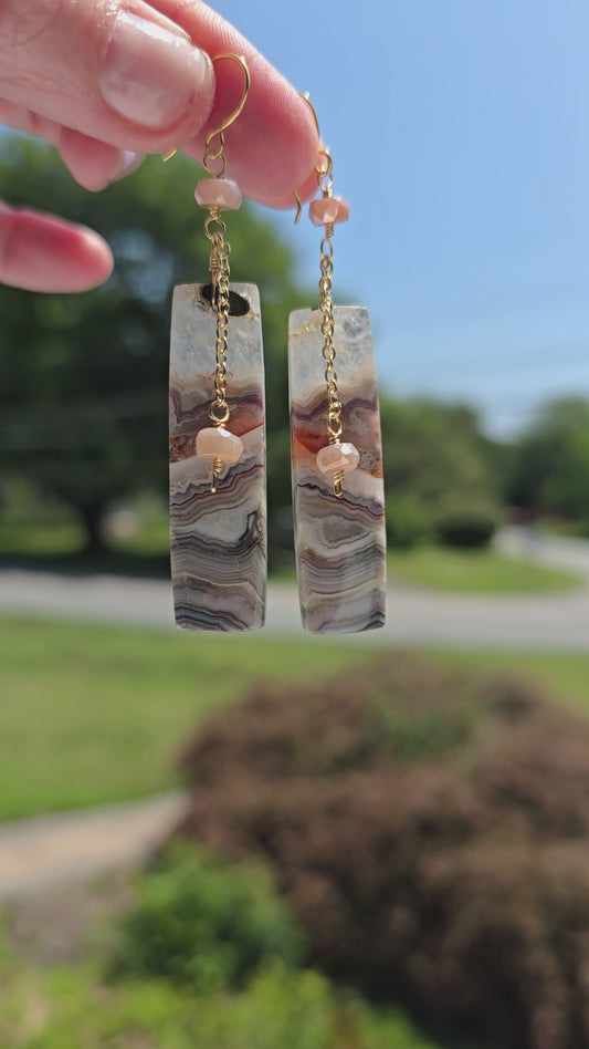 Crazy Lace Agate & Mystic Moonstone Statement Earrings