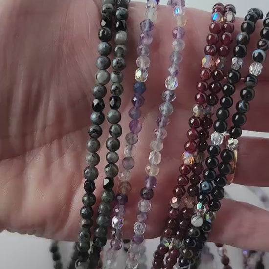 Dainty Garnet Gemstone Lanyard | 4mm Beaded ID Holder | Magnetic Clasp Jewelry Lanyard | Personalized | Handmade