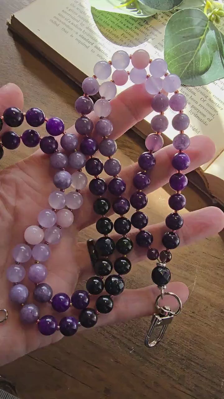 Purple Gradient Beaded Lanyard | 20 inch  | Handmade & Personalized | Intuition Lanyard