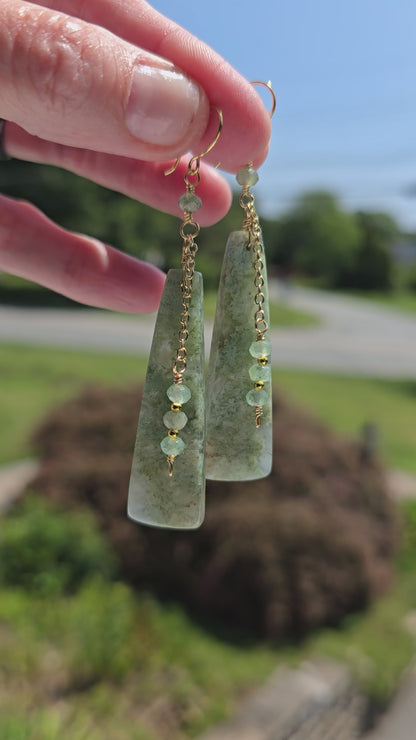 Moss Agate & Green Aventurine Statement Earrings