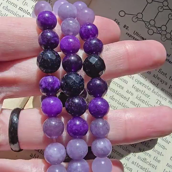 Intuition Bracelet | Gemstone Bracelet | Gemstone Healing Bracelet | Kunzite, Chalcedony, Amethyst, Goldstone, Sapphire, Angelite | Handmade