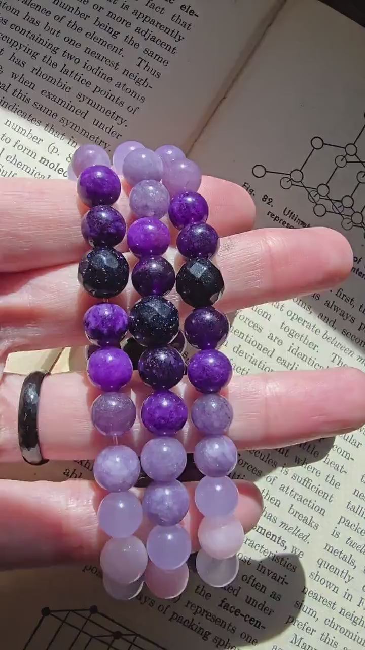 Intuition Bracelet | Gemstone Bracelet | Gemstone Healing Bracelet | Kunzite, Chalcedony, Amethyst, Goldstone, Sapphire, Angelite | Handmade