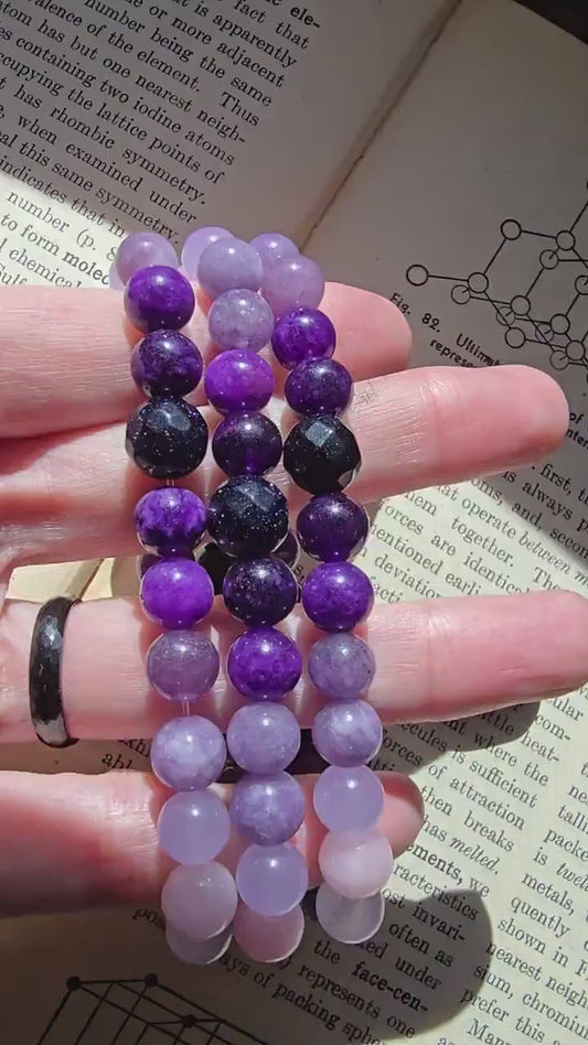 Intuition Bracelet | Gemstone Bracelet | Gemstone Healing Bracelet | Kunzite, Chalcedony, Amethyst, Goldstone, Sapphire, Angelite | Handmade