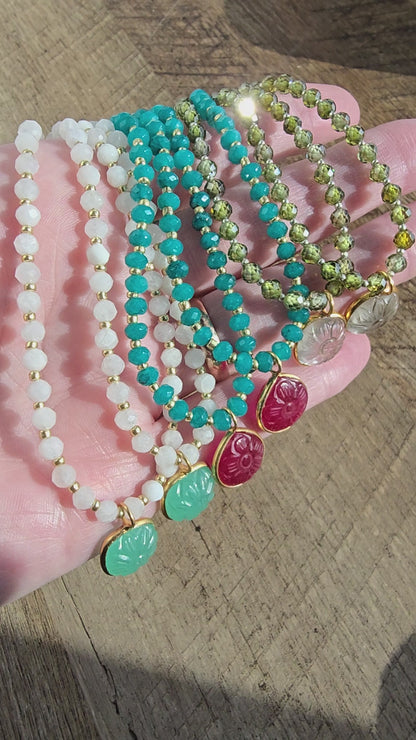 Blue Chalcedony & Ruby Accent Necklace
