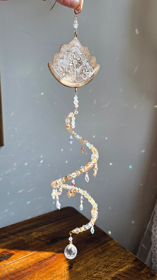 Lotus Crystal Spiral Suncatcher Sacred Sol Design