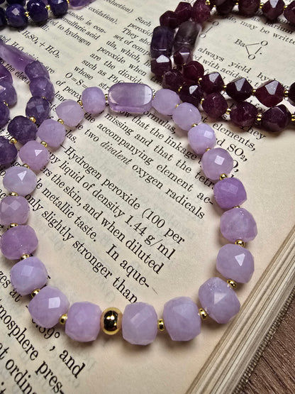 Gemstone Strech Bracelets - Plum Jade, Violet Jade, Amethyst, Chalcedony & Carnelian My Store