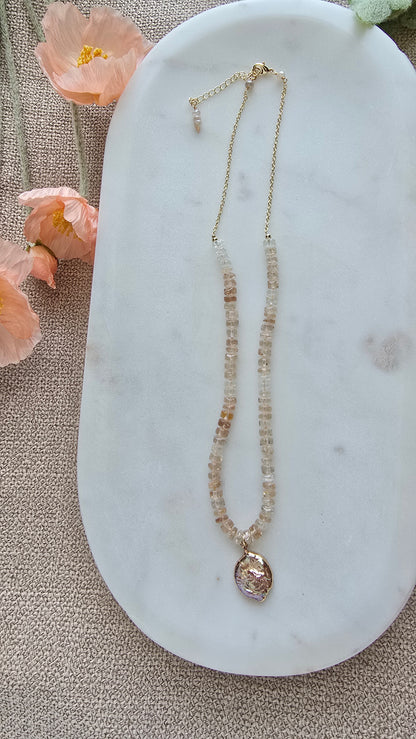 Luster Champagne Quartz & Keshi Pearl Necklace Sacred Sol Design