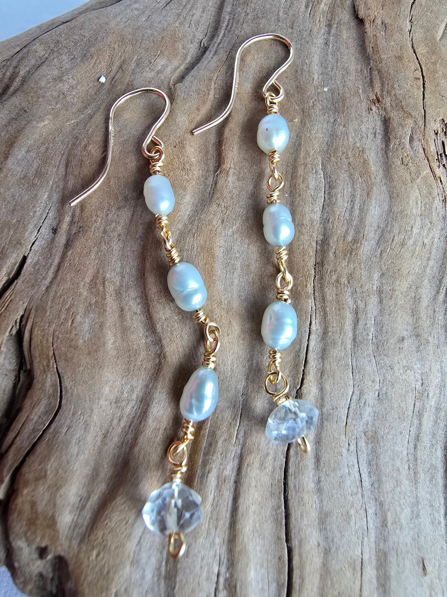 Aquamarine Pearl Drop Earrings