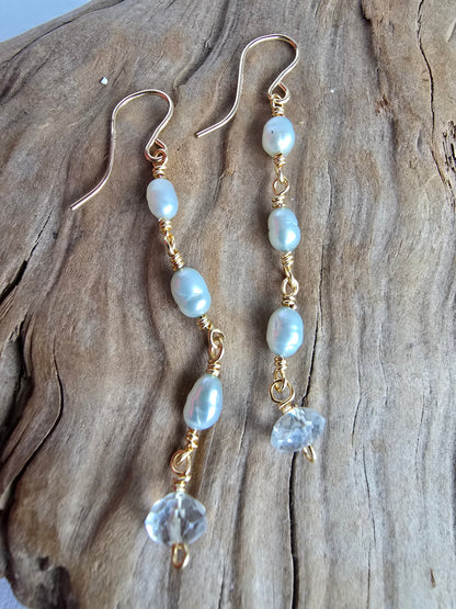 Aquamarine Pearl Drop Earrings