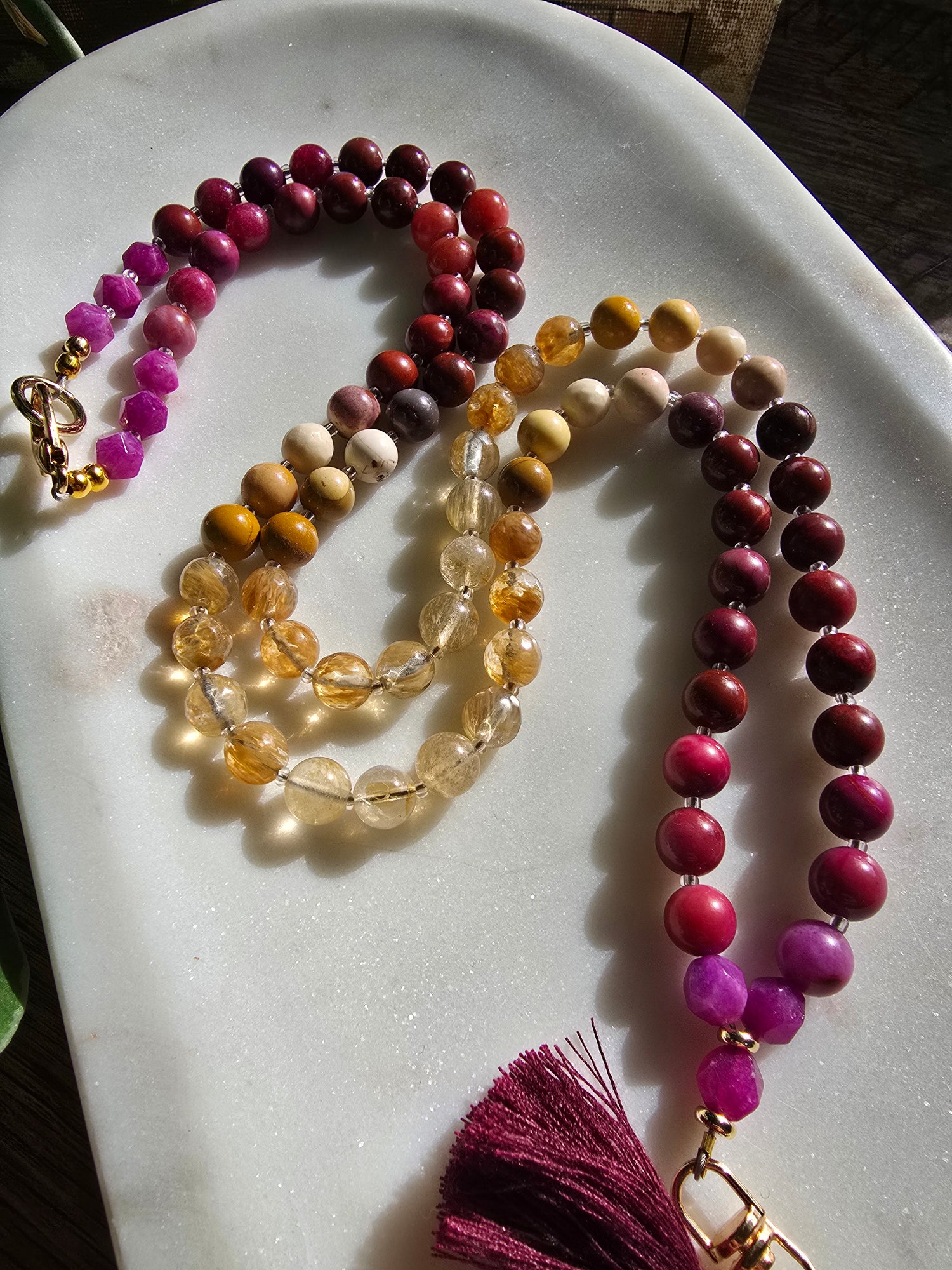 Sunset Bloom Mala Style Lanyard Sacred Sol Design