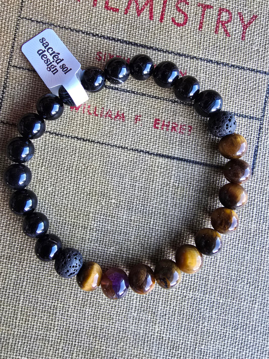 Tiger Eye + Black Agate Men’s Gemstone Bracelet My Store