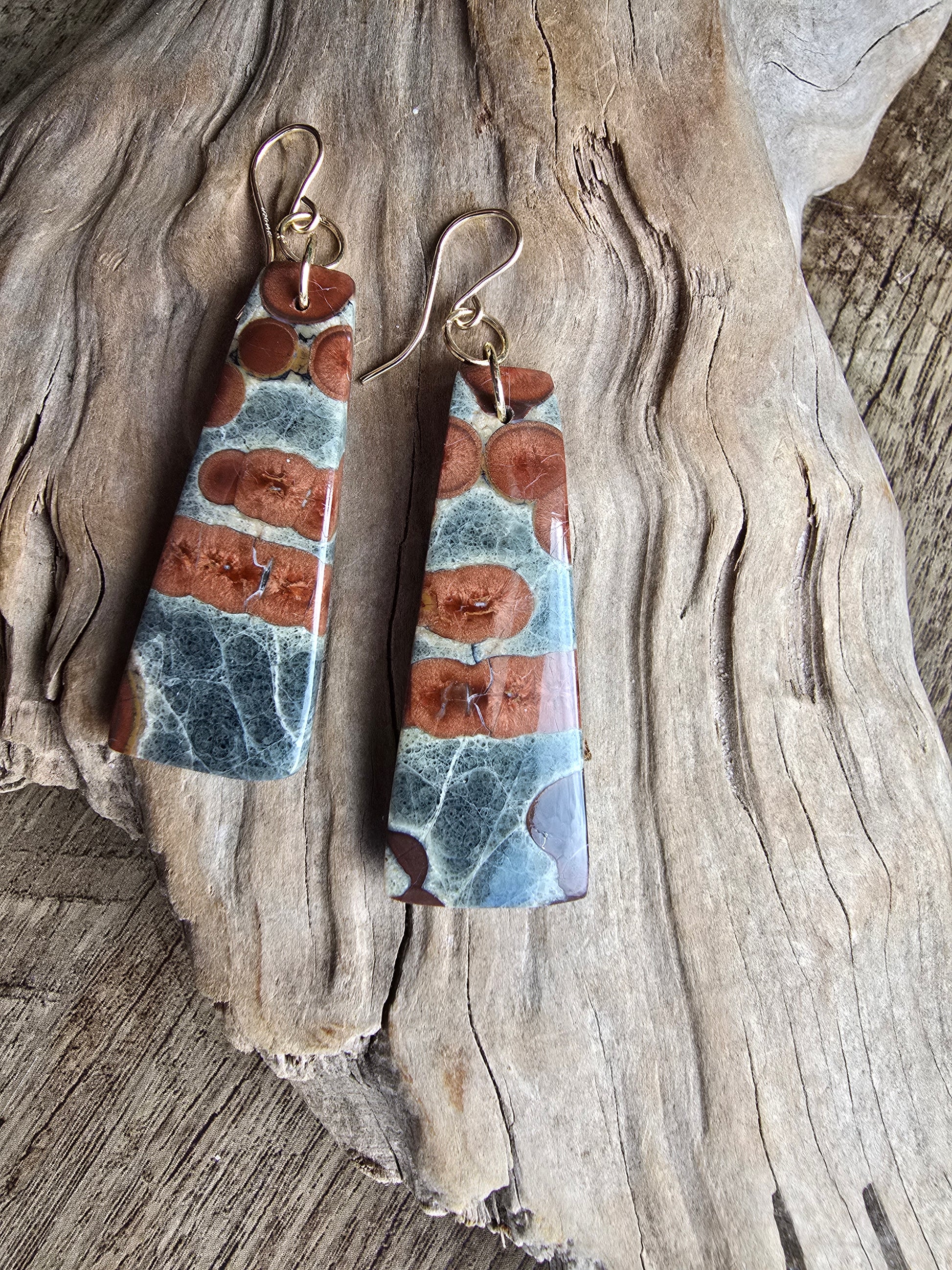 Peanut Jasper Earrings – Natural Orb Stone Drop Earrings Sacred Sol Design