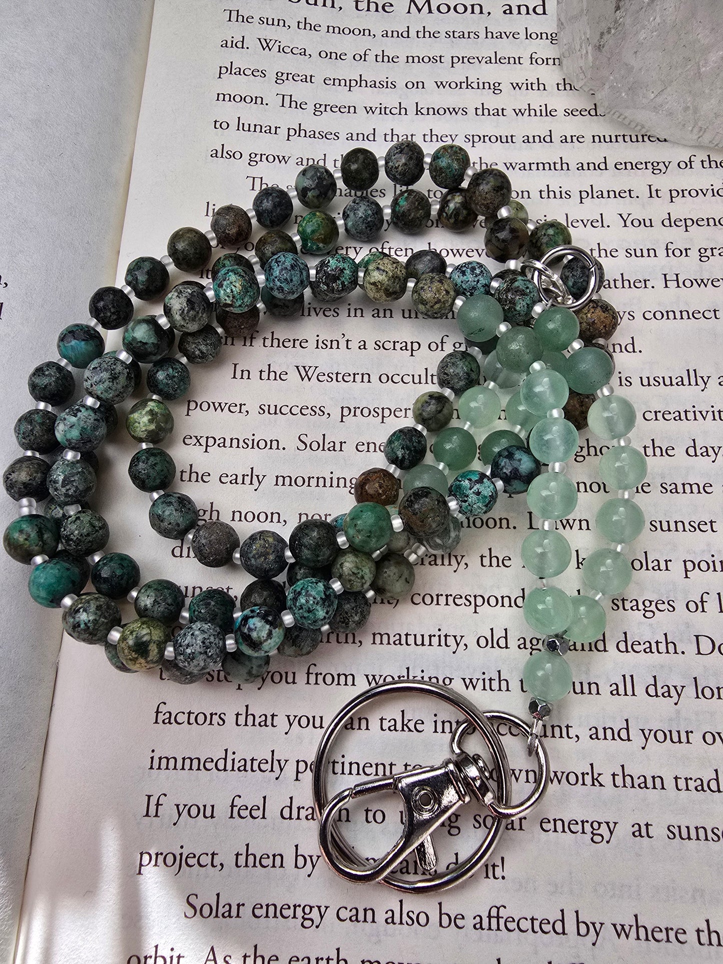 Mint Jade, Aventurine, and African Turquoise Lanyard Sacred Sol Design