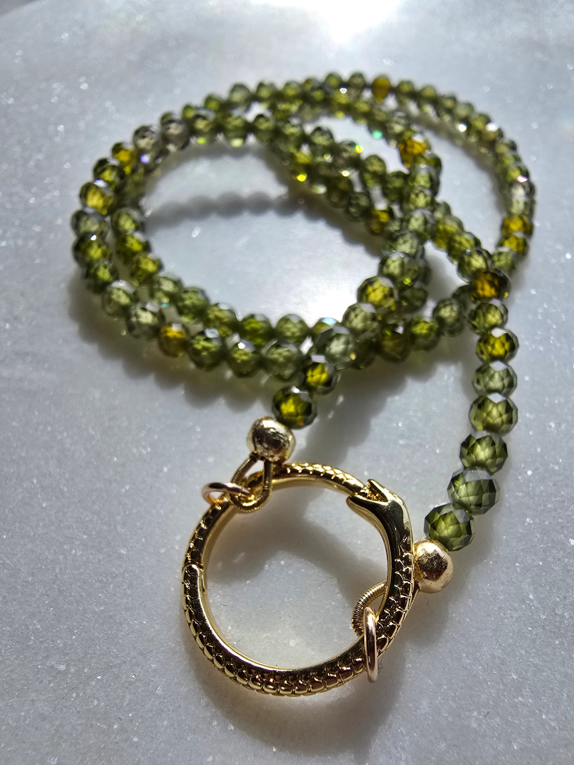 Serpent Clasp Gemstone Necklace – Labradorite, Olive Zircon, or Garnet – Gold Filled Statement Clasp Necklace Sacred Sol Design