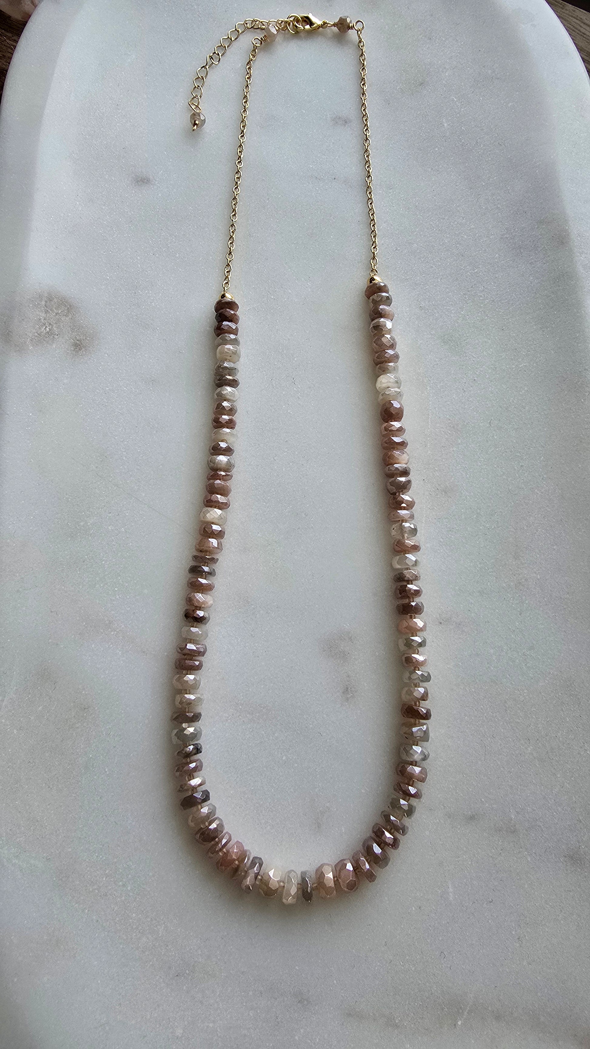 Luster Mystic Moonstone & Keshi Pearl Necklace Sacred Sol Design