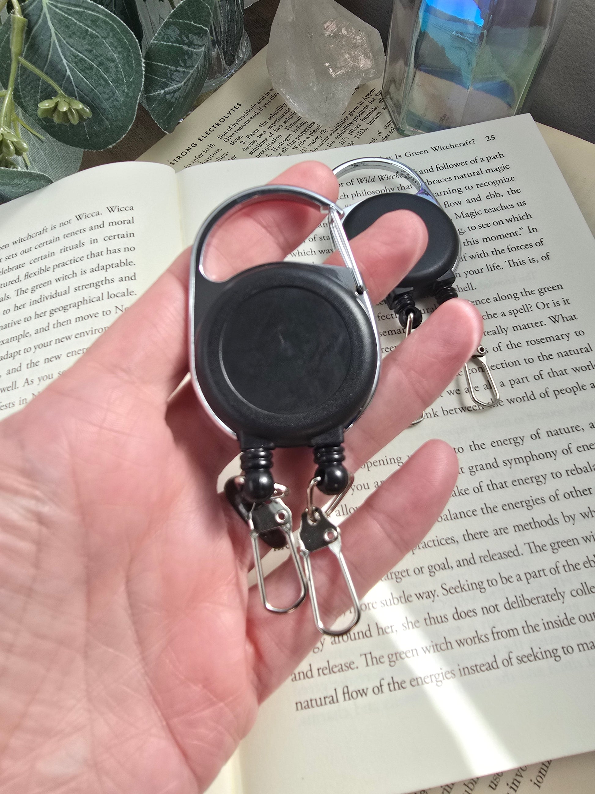 Dual-Function Retractable Badge Reel (Double-Headed) Sacred Sol Design