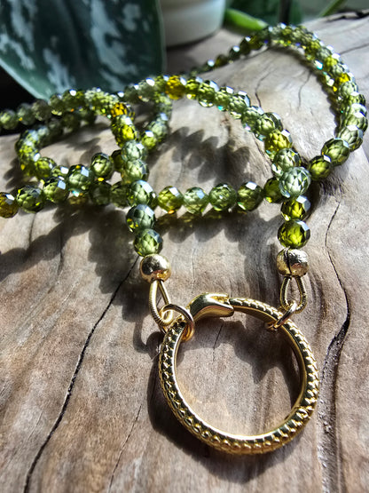 Serpent Clasp Gemstone Necklace – Labradorite, Olive Zircon, or Garnet – Gold Filled Statement Clasp Necklace Sacred Sol Design