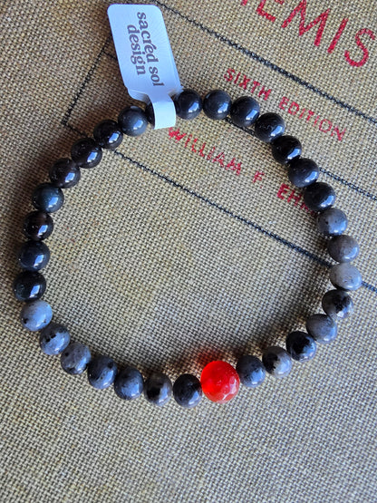 Carnelian + Larvikite + Black Agate Men’s Gemstone Bracelet My Store