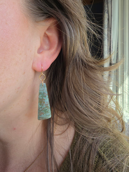 Moss Agate Earrings – Soft Aqua Green Natural Stone Drops Sacred Sol Design