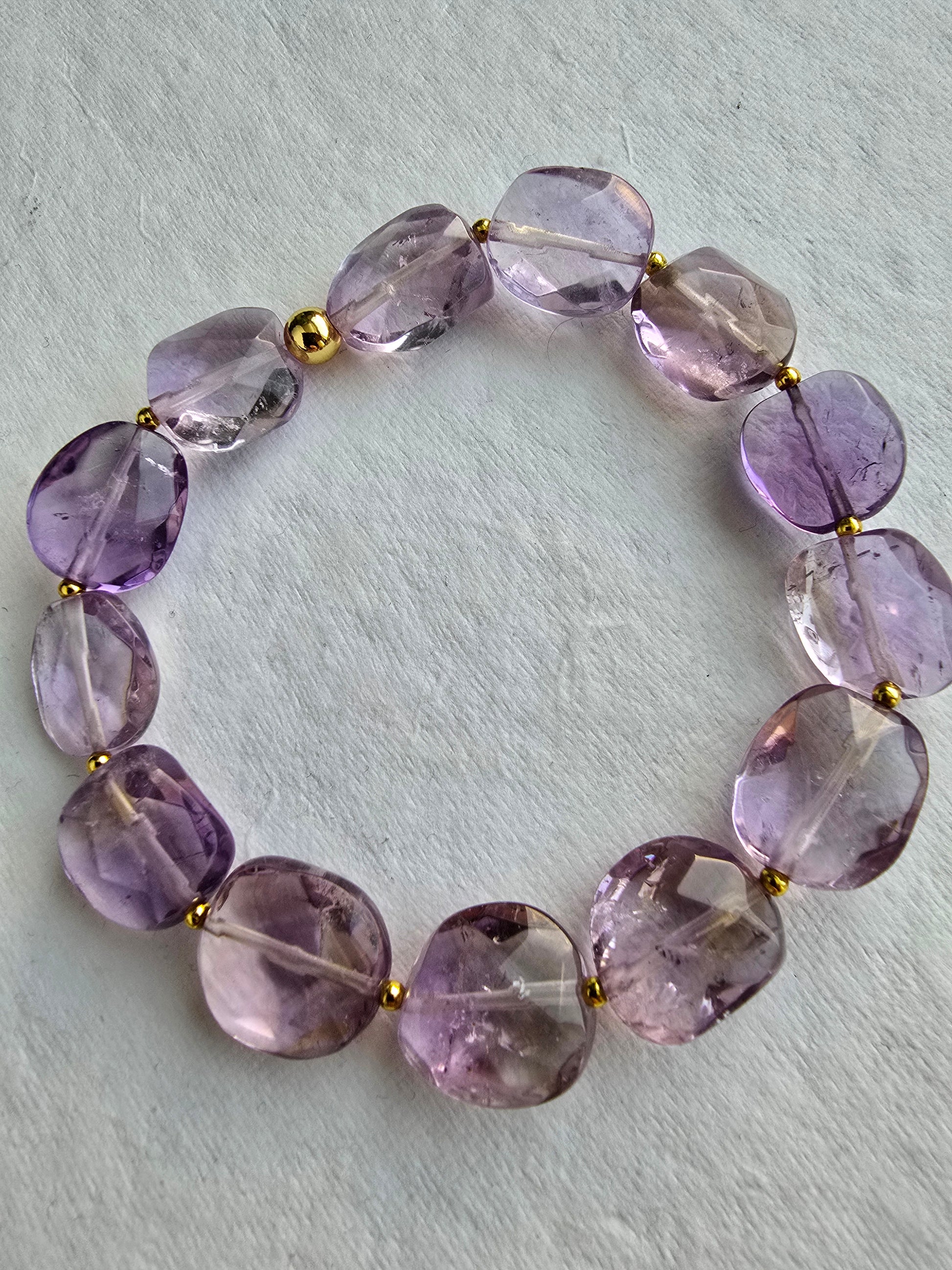 Faceted Amethyst Bracelet, Gold Filled Beaded Bracelet, Handmade Gemstone Bracelet, 7 Inch Statement Bracelet My Store