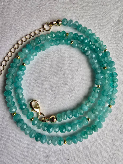Peridot or Chalcedony Gemstone Necklace – 18” with Extender – Gold Filled Spacers – Faceted Beaded Necklace Sacred Sol Design