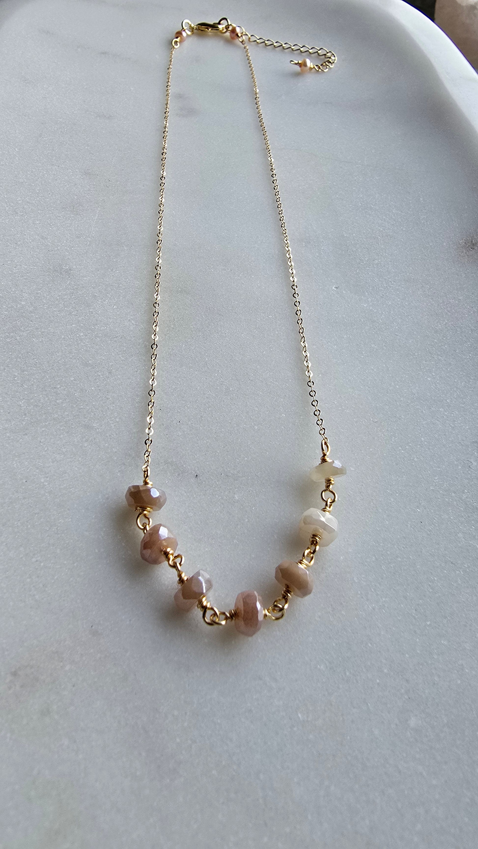 Mystic Moonstone Gold Filled Necklace Sacred Sol Design