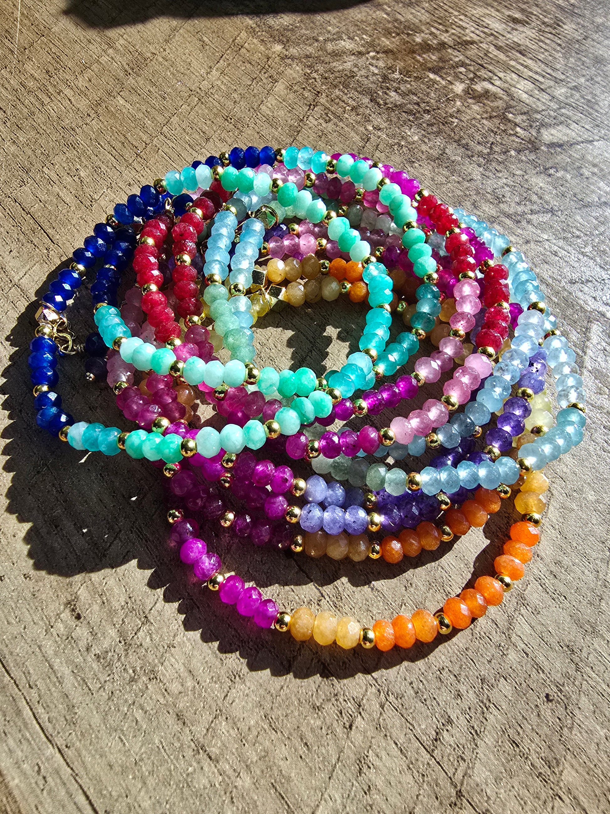 Rainbow Dainty Micro-Faceted Gemstone Collection Bracelet My Store